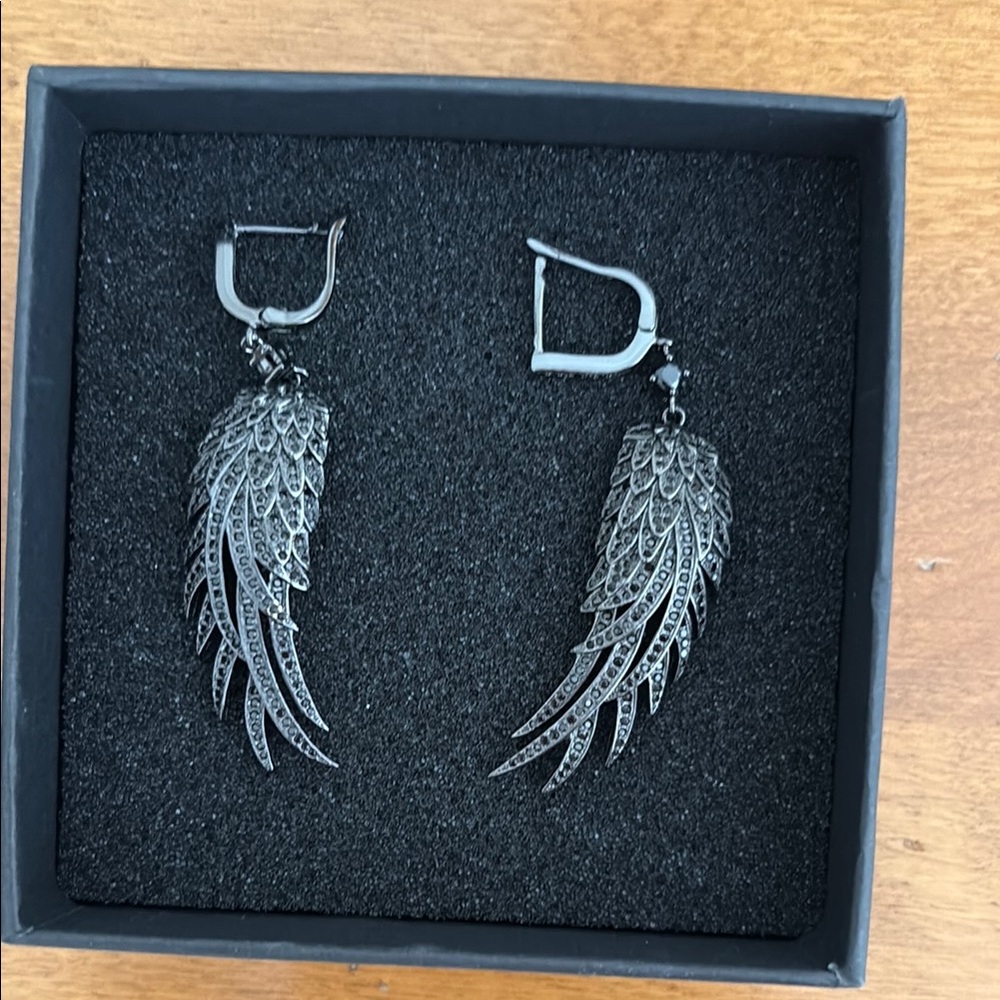 Silver Wing Drop Earrings
